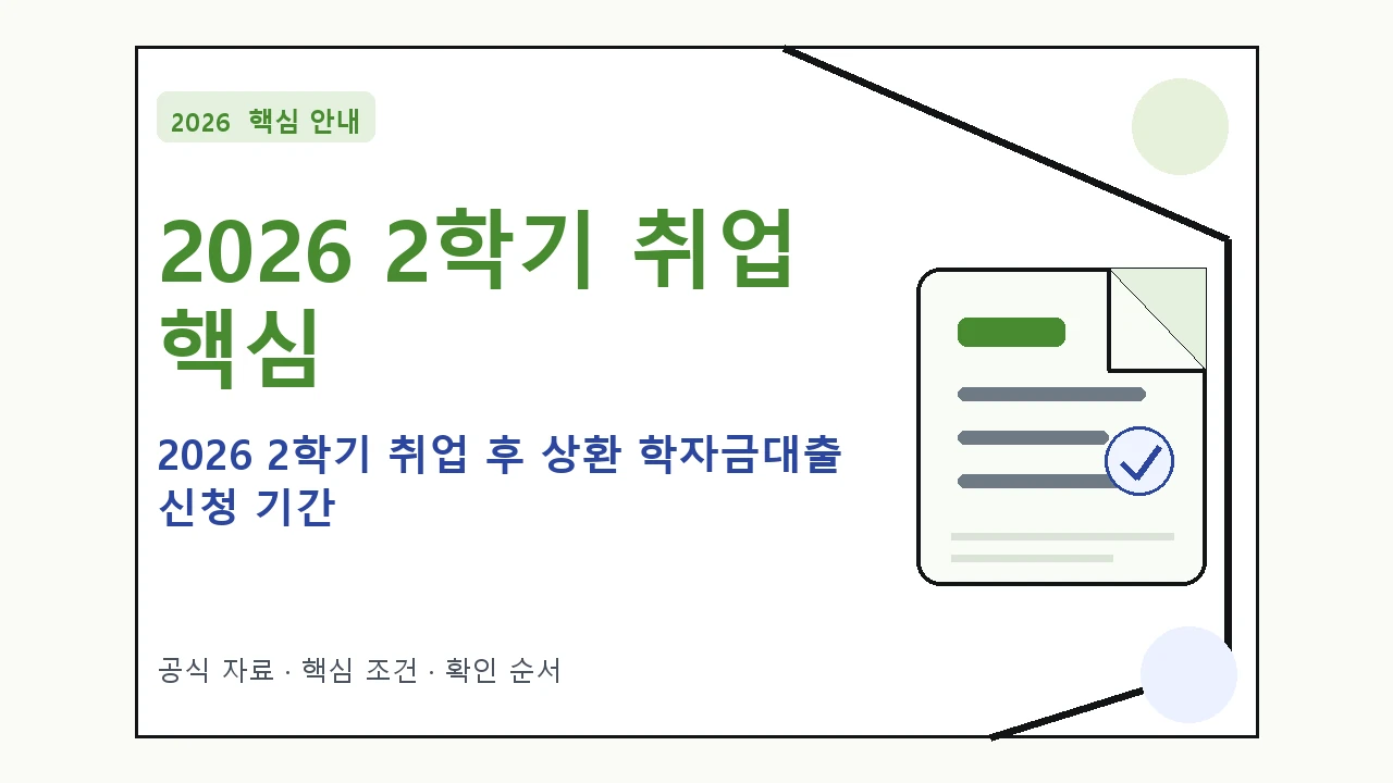 2026 2학기 취업 후 상환 학자금대출 신청 기간 핵심 기준을 정리한 안내형 대표 이미지