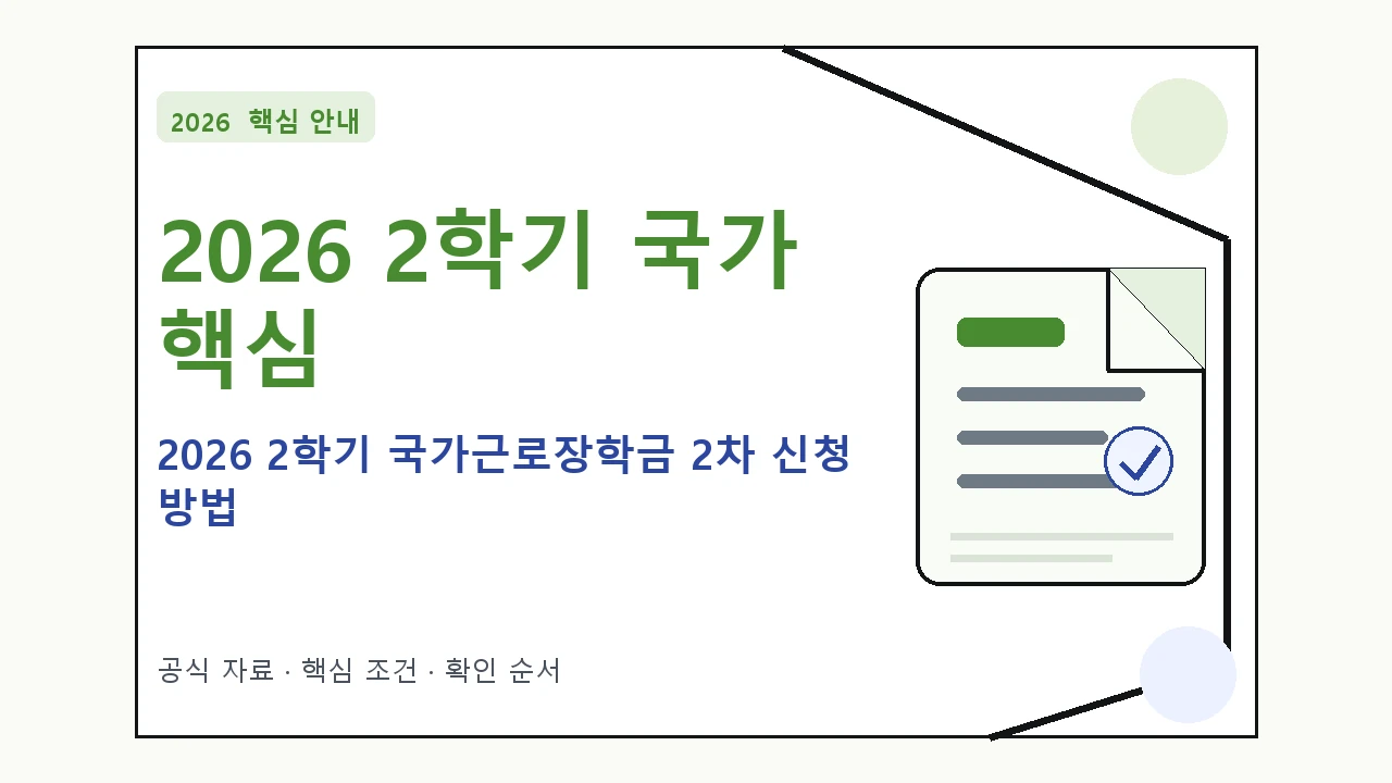 2026 2학기 국가근로장학금 2차 신청 방법|대상·절차·비용과 주의사항