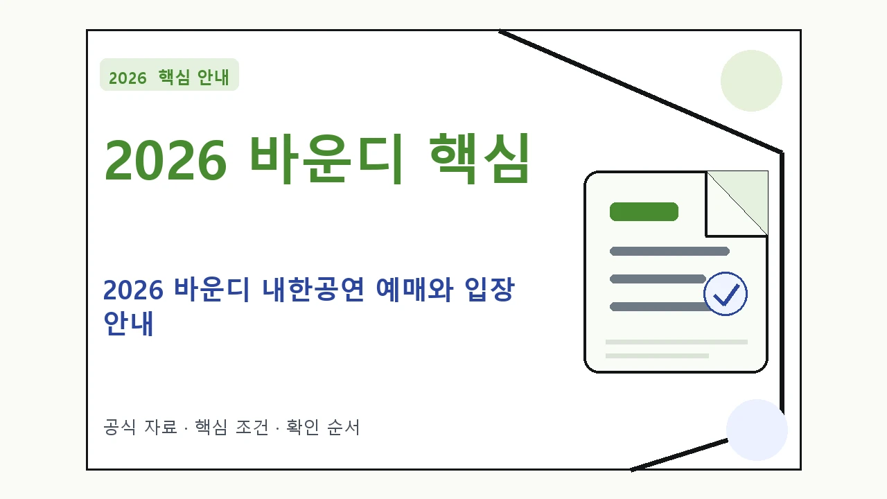 2026 바운디 내한공연 예매와 입장 안내 핵심 기준을 정리한 안내형 대표 이미지