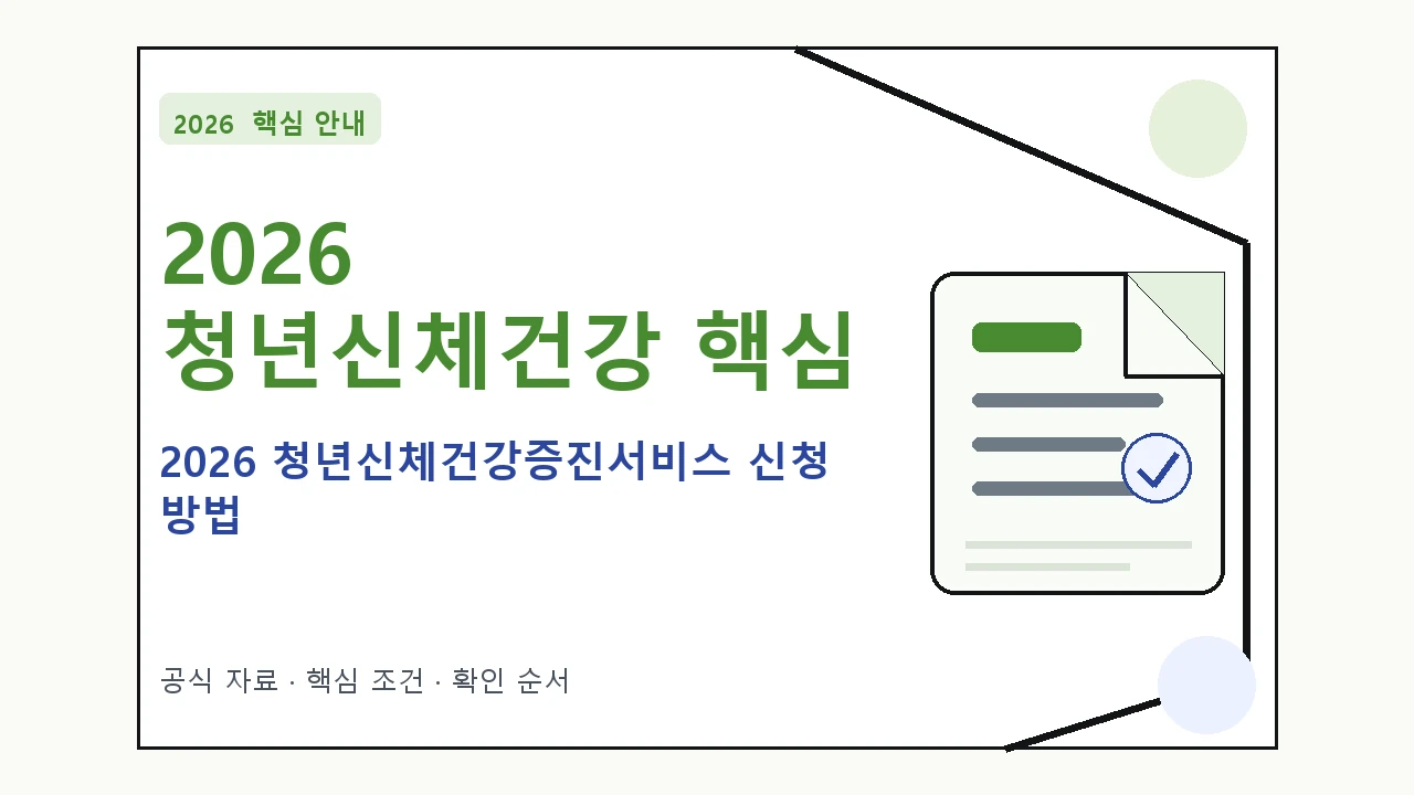 2026 청년신체건강증진서비스 신청 방법 핵심 기준을 정리한 안내형 대표 이미지