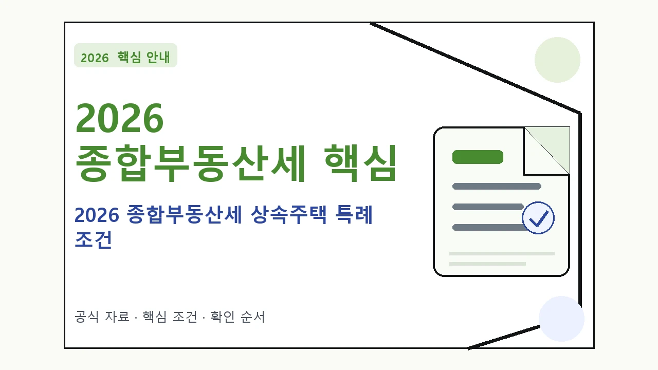 2026 종합부동산세 상속주택 특례 조건 핵심 기준을 정리한 안내형 대표 이미지