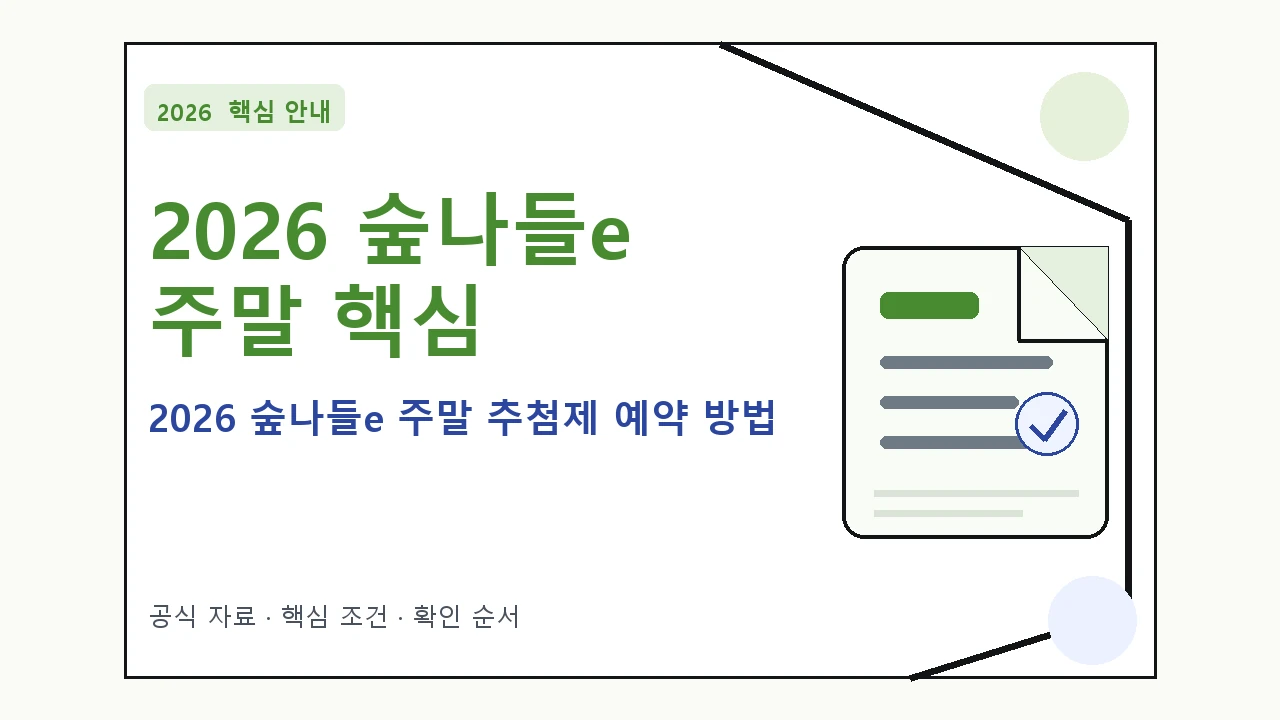 2026 숲나들e 주말 추첨제 예약 방법 핵심 기준을 정리한 안내형 대표 이미지