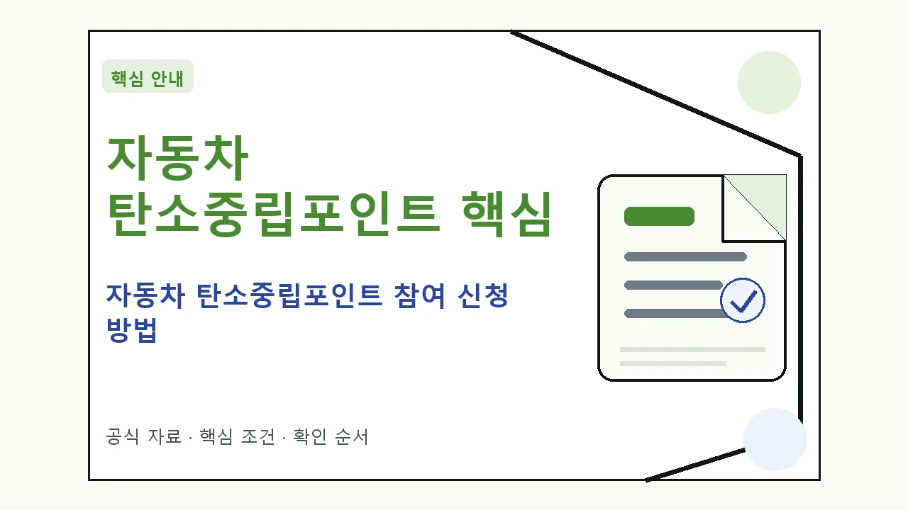 자동차 탄소중립포인트 참여 신청 방법 핵심 기준을 정리한 안내형 대표 이미지