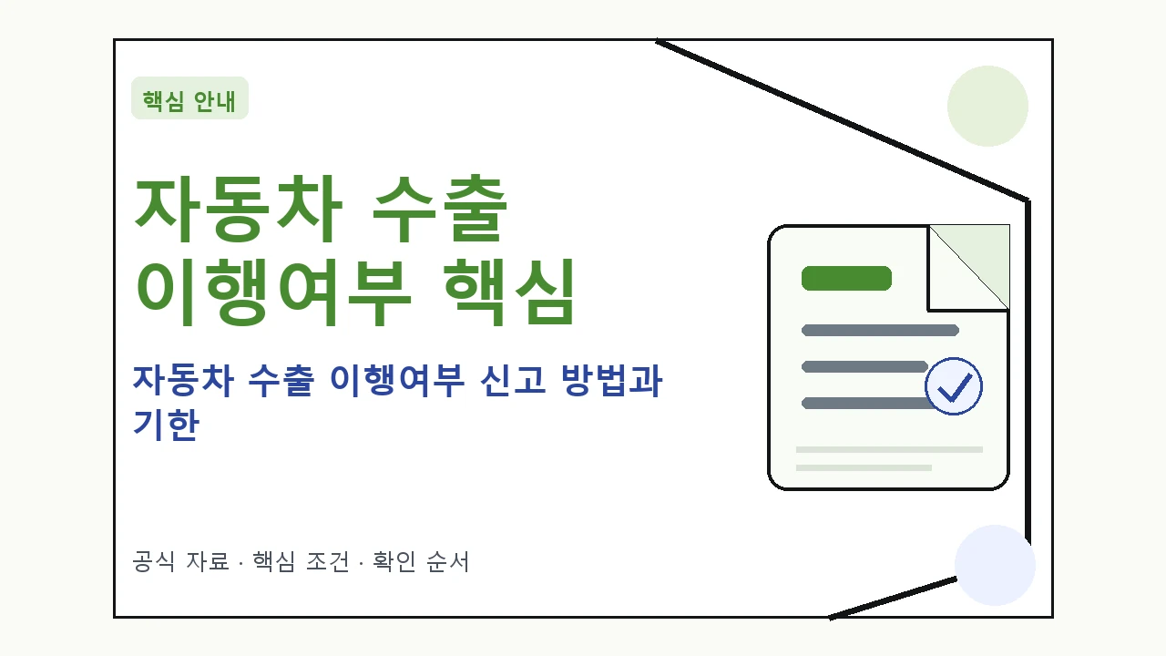 자동차 수출 이행여부 신고 방법과 기한 핵심 기준을 정리한 안내형 대표 이미지