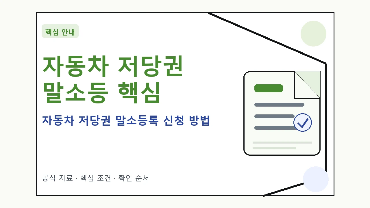 자동차 저당권 말소등록 신청 방법 핵심 기준을 정리한 안내형 대표 이미지
