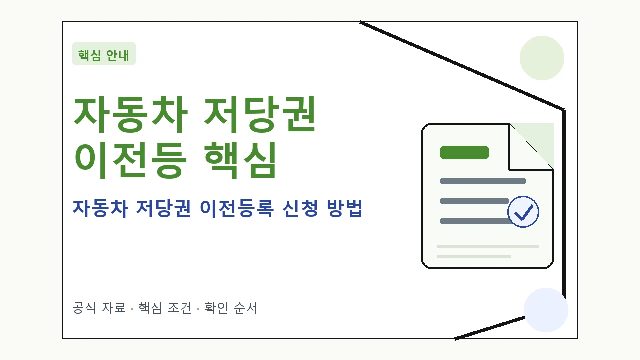 자동차 저당권 이전등록 신청 방법 핵심 기준을 정리한 안내형 대표 이미지