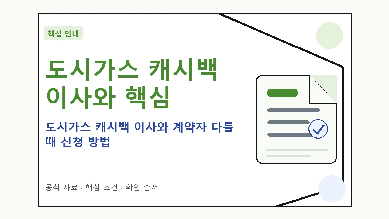 도시가스 캐시백 이사와 계약자 다를 때 신청 방법 핵심 기준을 정리한 안내형 대표 이미지