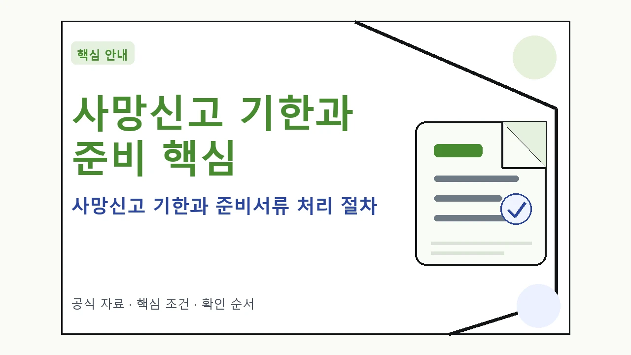 사망신고 기한과 준비서류 처리 절차 핵심 기준을 정리한 안내형 대표 이미지
