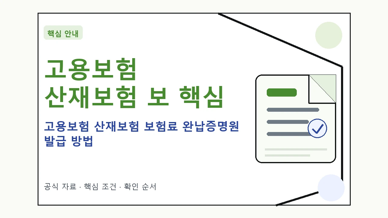 고용보험 산재보험 보험료 완납증명원 발급 방법 핵심 기준을 정리한 안내형 대표 이미지
