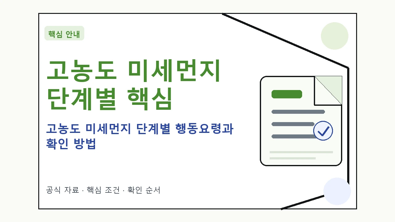 고농도 미세먼지 단계별 행동요령과 확인 방법|대상·절차·비용과 주의사항