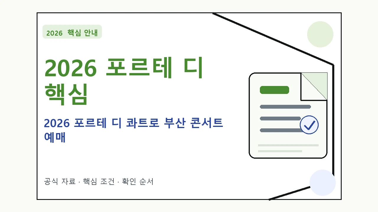 2026 포르테 디 콰트로 부산 콘서트 예매 핵심 기준을 정리한 안내형 대표 이미지