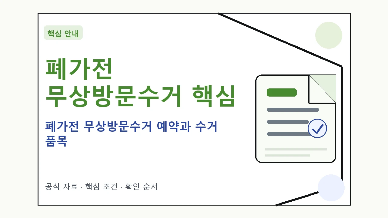 폐가전 무상방문수거 예약과 수거 품목 핵심 기준을 정리한 안내형 대표 이미지