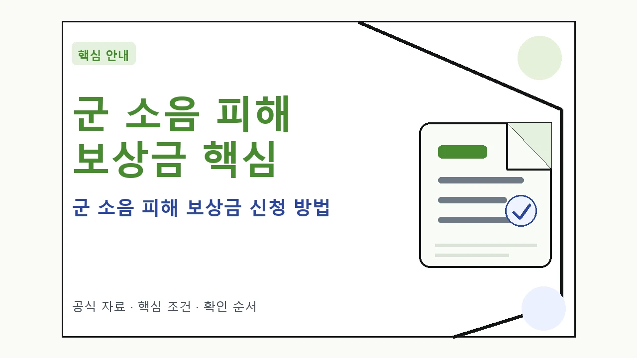 군 소음 피해 보상금 신청 방법 핵심 기준을 정리한 안내형 대표 이미지