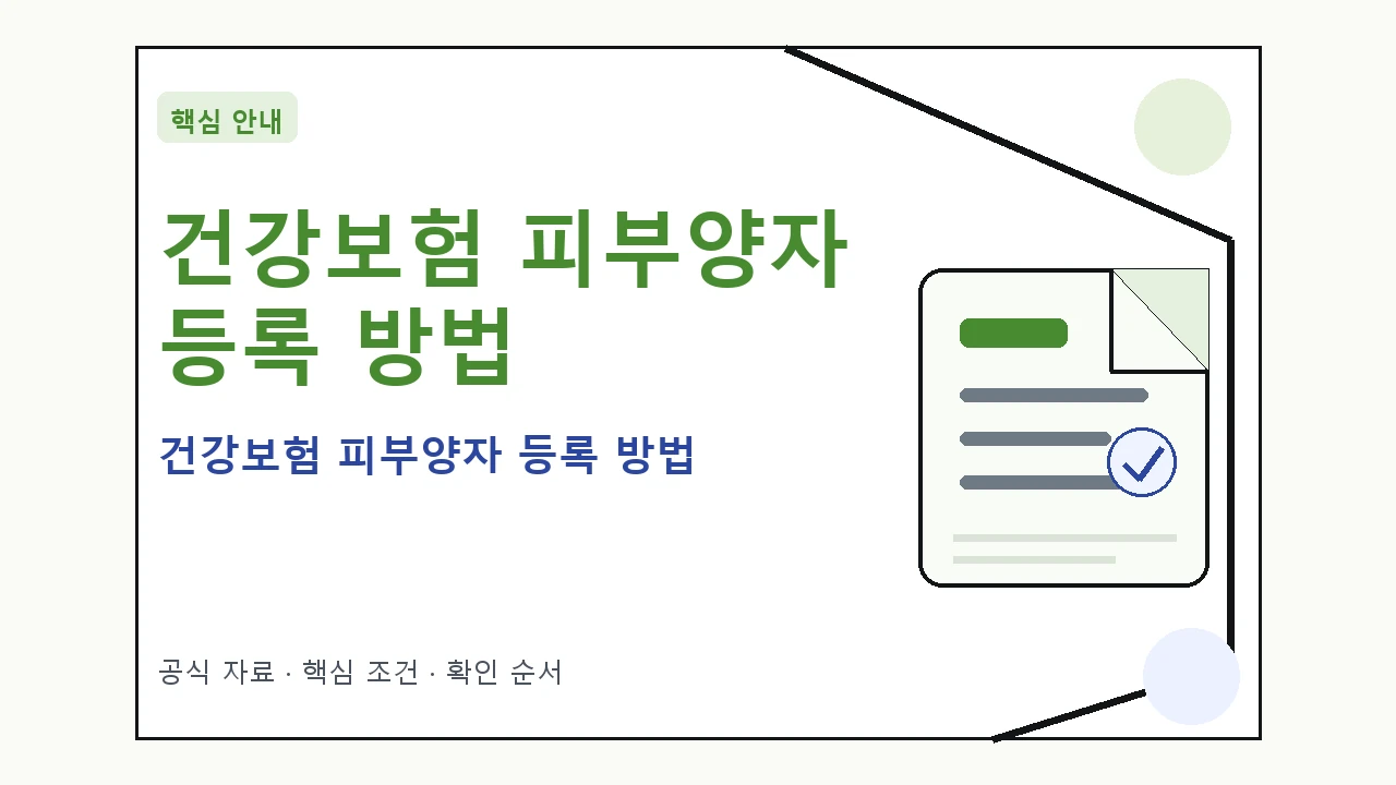 건강보험 피부양자 등록 방법 핵심 기준을 정리한 안내형 대표 이미지