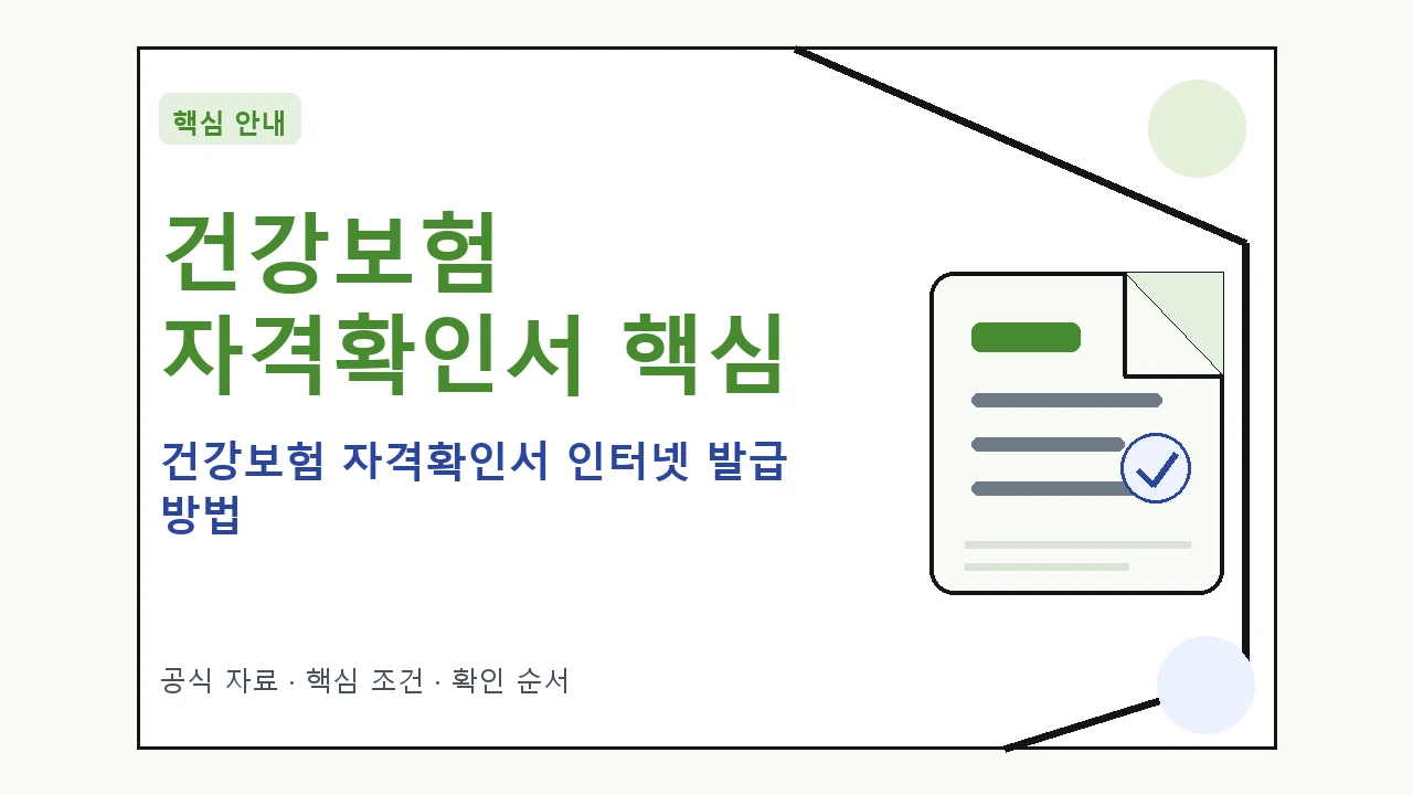 건강보험 자격확인서 인터넷 발급 방법 핵심 기준을 정리한 안내형 대표 이미지
