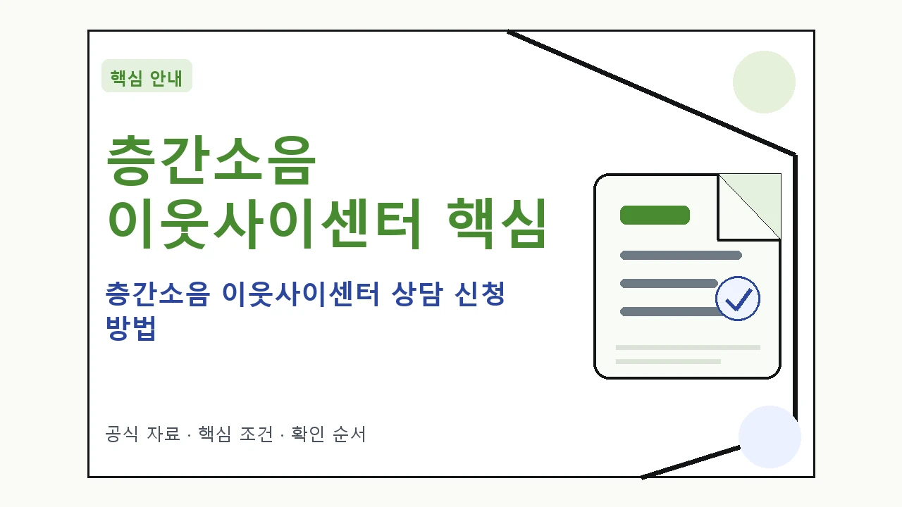 층간소음 이웃사이센터 상담 신청 방법 핵심 기준을 정리한 안내형 대표 이미지