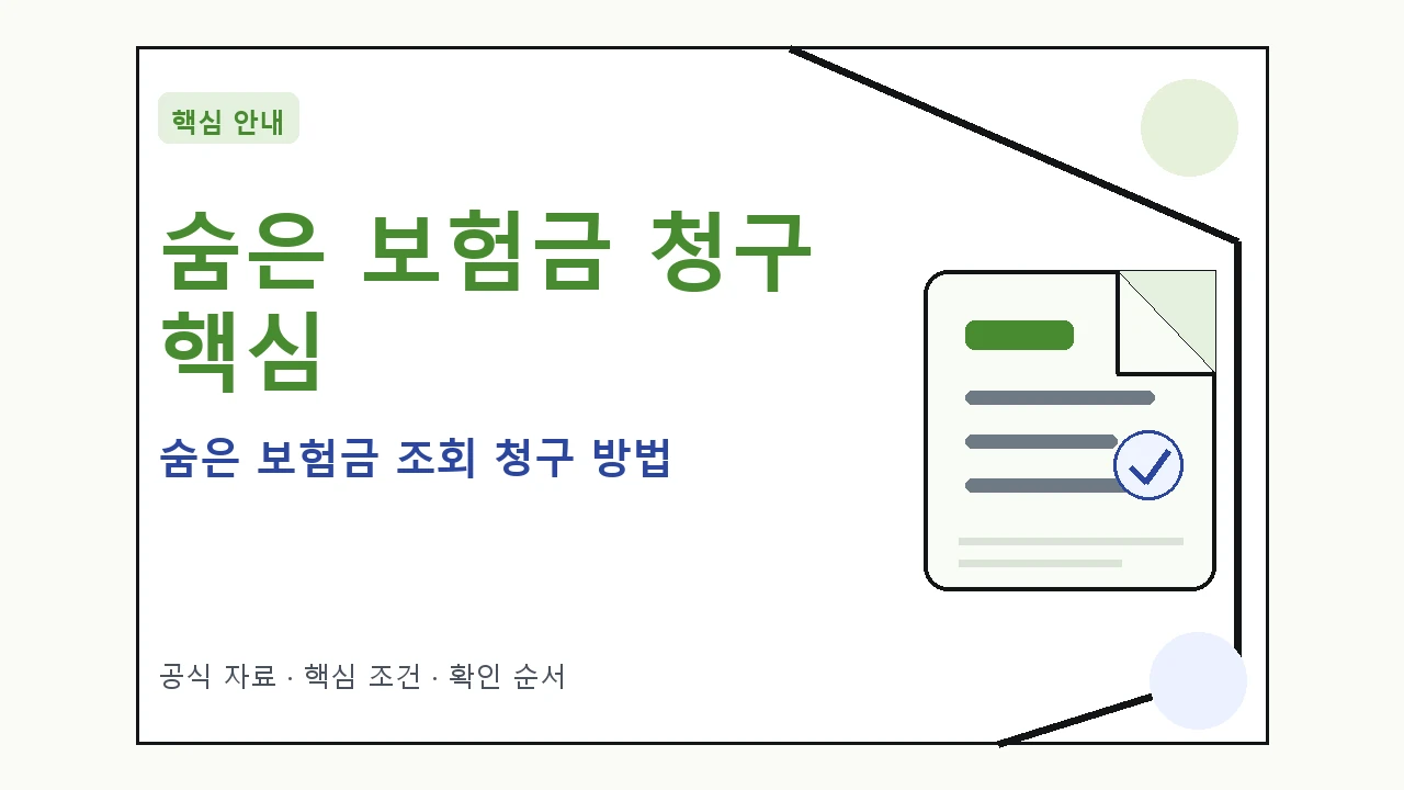 숨은 보험금 조회 청구 방법 핵심 기준을 정리한 안내형 대표 이미지