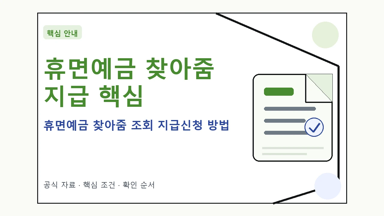 휴면예금 찾아줌 조회 지급신청 방법 핵심 기준을 정리한 안내형 대표 이미지