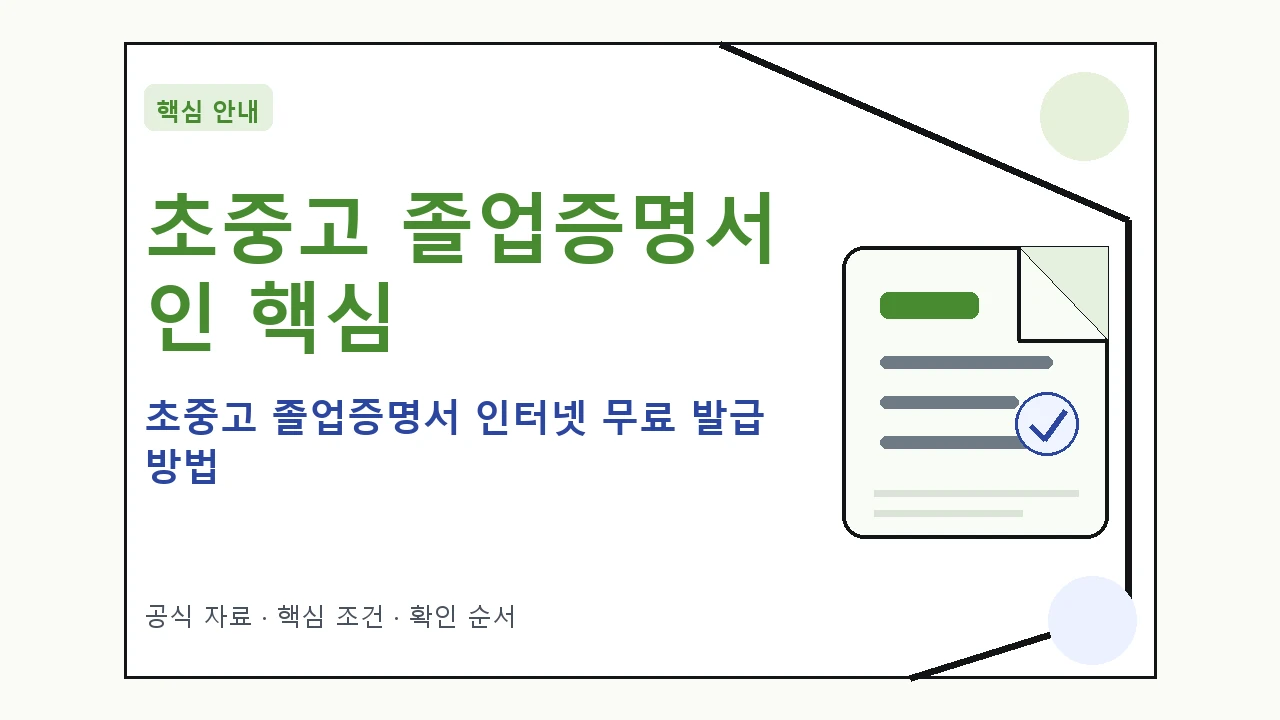 초중고 졸업증명서 인터넷 무료 발급 방법 핵심 기준을 정리한 안내형 대표 이미지