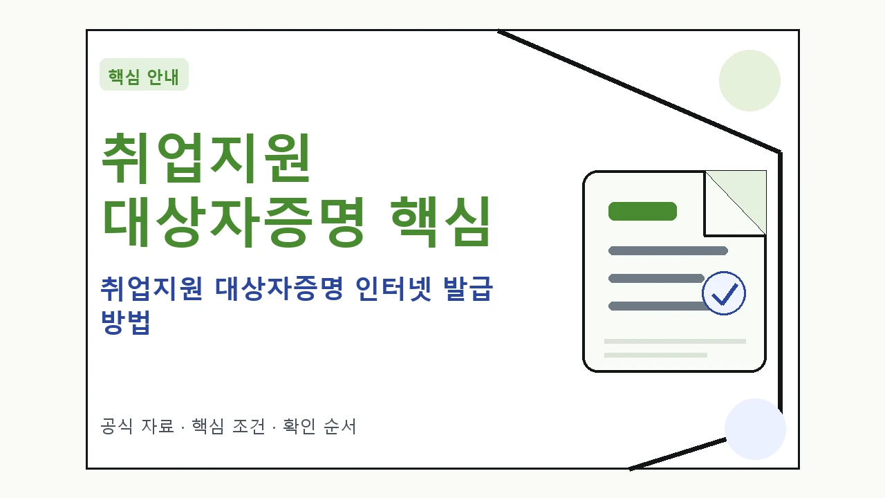 취업지원 대상자증명 인터넷 발급 방법 핵심 기준을 정리한 안내형 대표 이미지