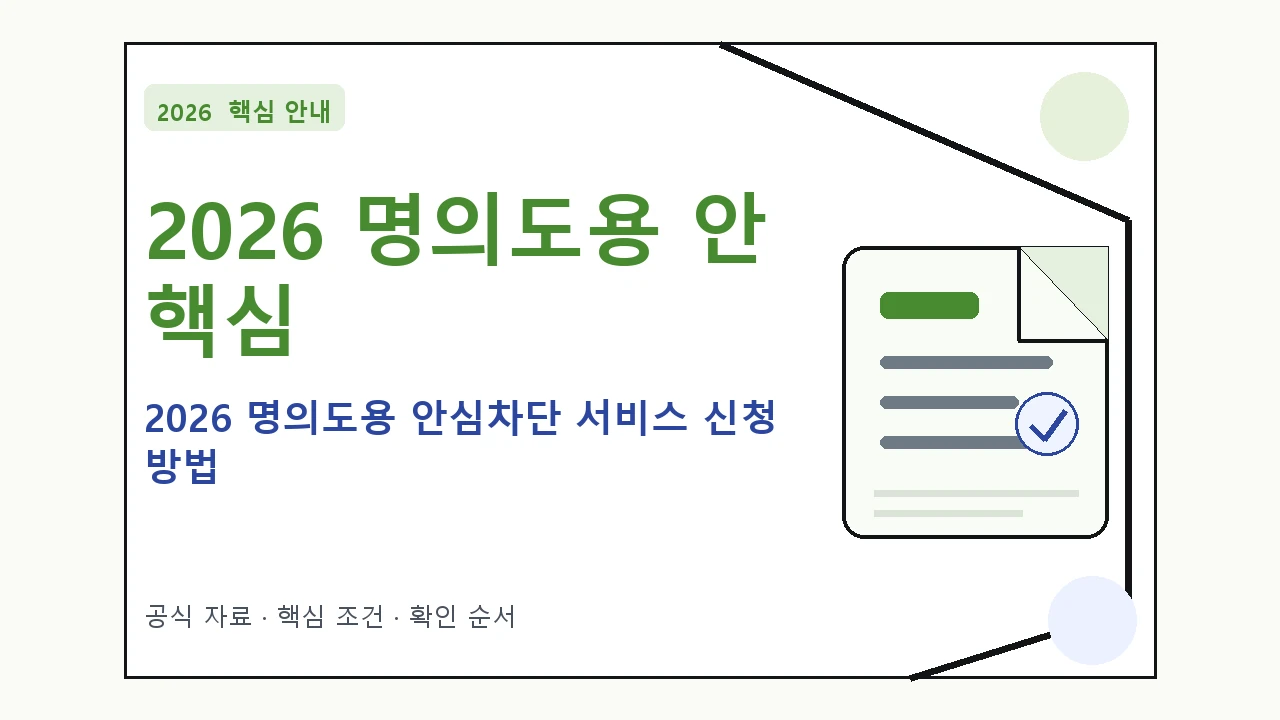 2026 명의도용 안심차단 서비스 신청 방법 핵심 기준을 정리한 안내형 대표 이미지