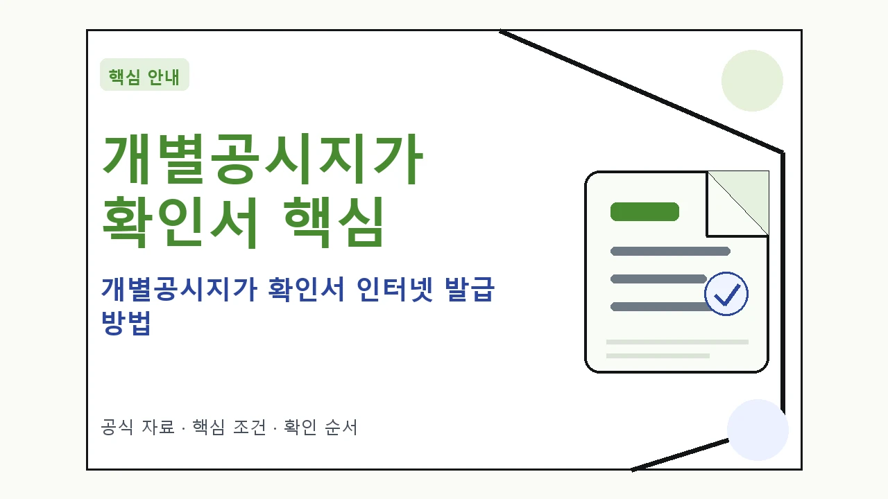 개별공시지가 확인서 인터넷 발급 방법 핵심 기준을 정리한 안내형 대표 이미지