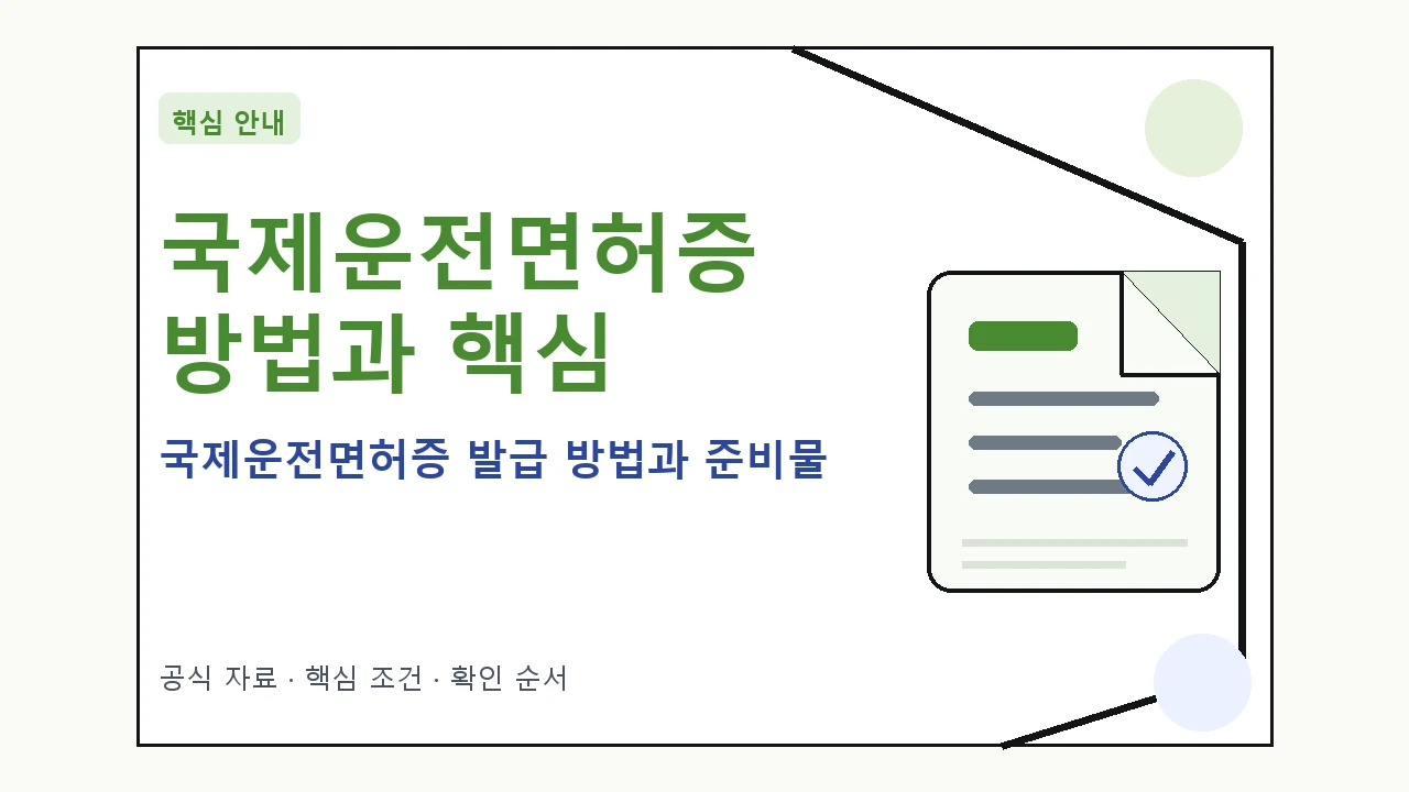 국제운전면허증 발급 방법과 준비물|대상·절차·비용과 주의사항