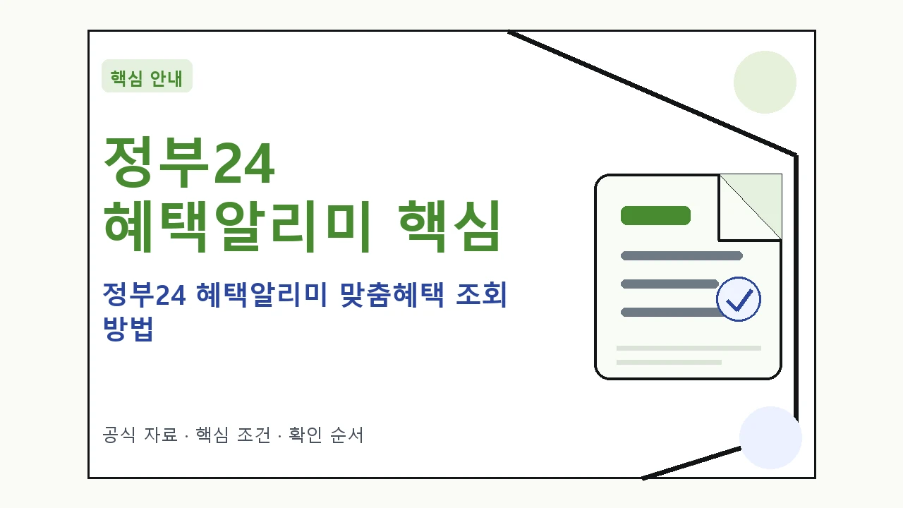 정부24 혜택알리미 맞춤혜택 조회 방법 핵심 기준을 정리한 안내형 대표 이미지