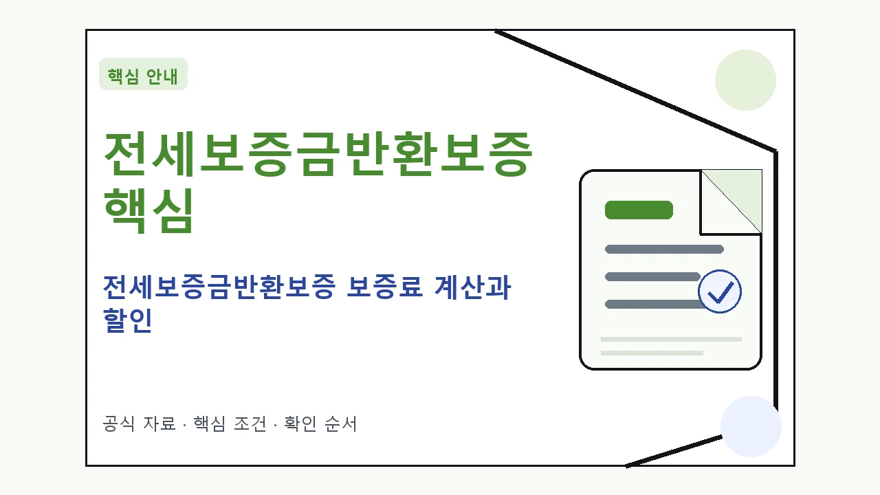 전세보증금반환보증 보증료 계산과 할인 핵심 기준을 정리한 안내형 대표 이미지