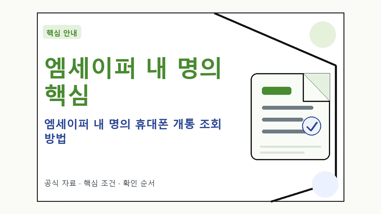 엠세이퍼 내 명의 휴대폰 개통 조회 방법 핵심 기준을 정리한 안내형 대표 이미지