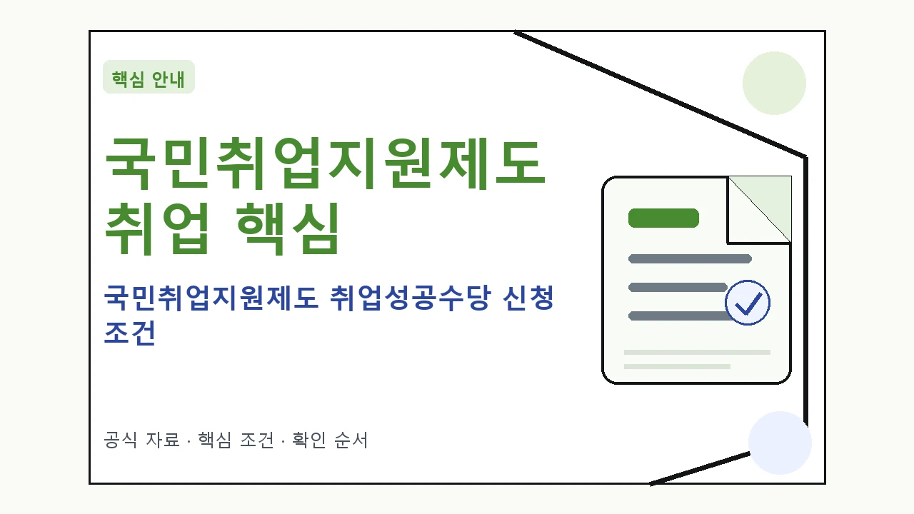 국민취업지원제도 취업성공수당 신청 조건 핵심 기준을 정리한 안내형 대표 이미지