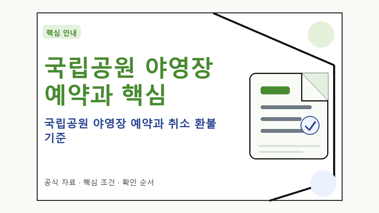 국립공원 야영장 예약과 취소 환불 기준 핵심 기준을 정리한 안내형 대표 이미지