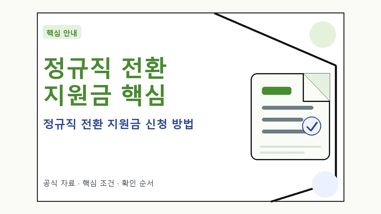 정규직 전환 지원금 신청 방법 핵심 기준을 정리한 안내형 대표 이미지