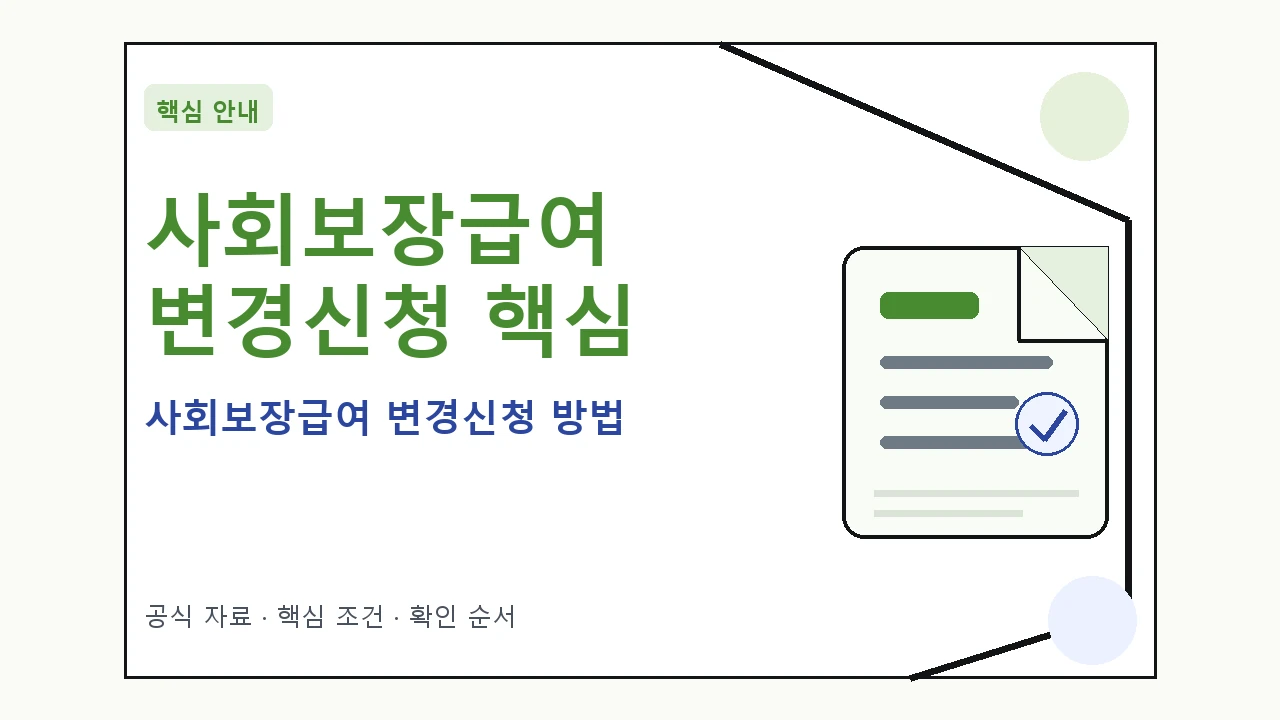 사회보장급여 변경신청 방법 핵심 기준을 정리한 안내형 대표 이미지