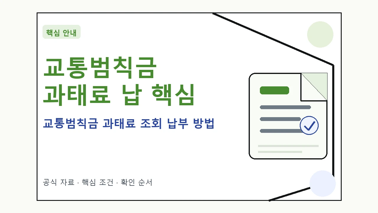 교통범칙금 과태료 조회 납부 방법 핵심 기준을 정리한 안내형 대표 이미지