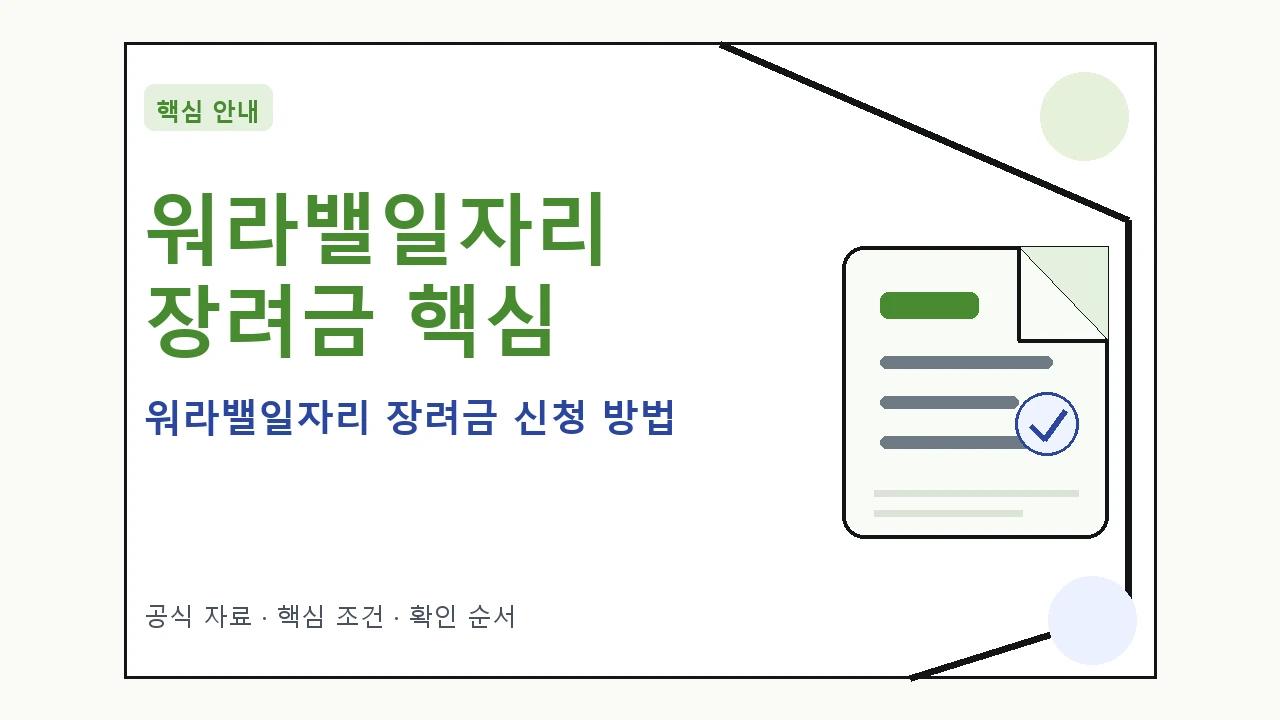 워라밸일자리 장려금 신청 방법 핵심 기준을 정리한 안내형 대표 이미지