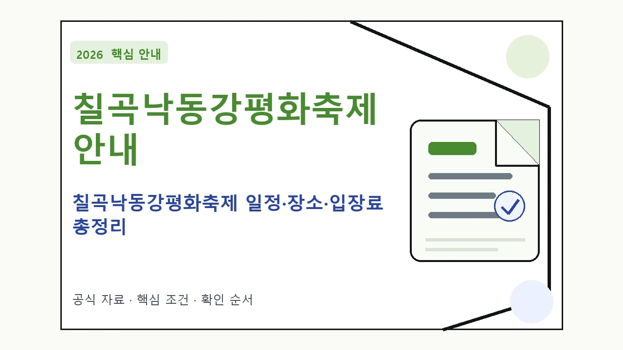 2026 칠곡낙동강평화축제 일정·장소·입장료 총정리 일정과 프로그램을 정리한 안내형 대표 이미지