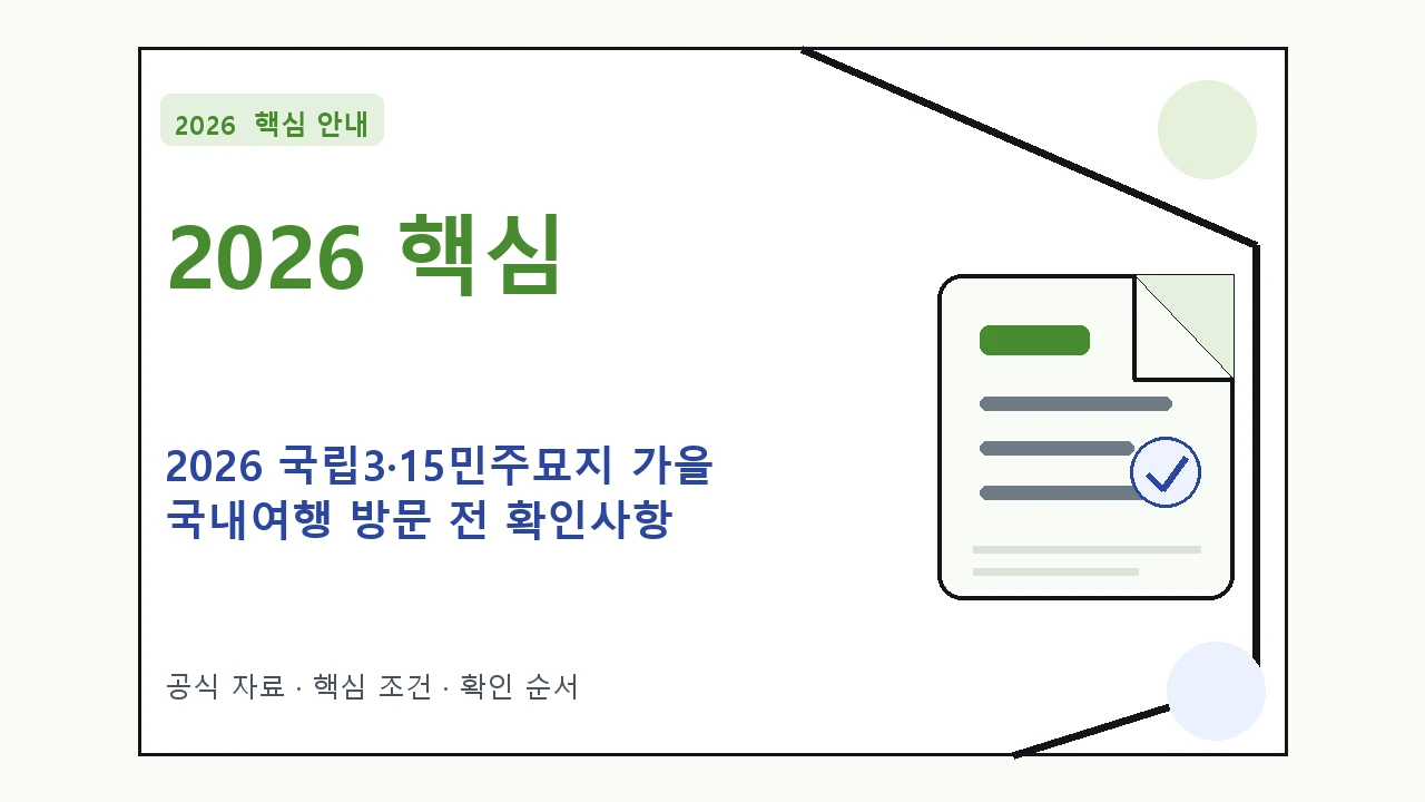 2026 국립3·15민주묘지 가을 국내여행 방문 전 확인사항 핵심 기준을 정리한 안내형 대표 이미지