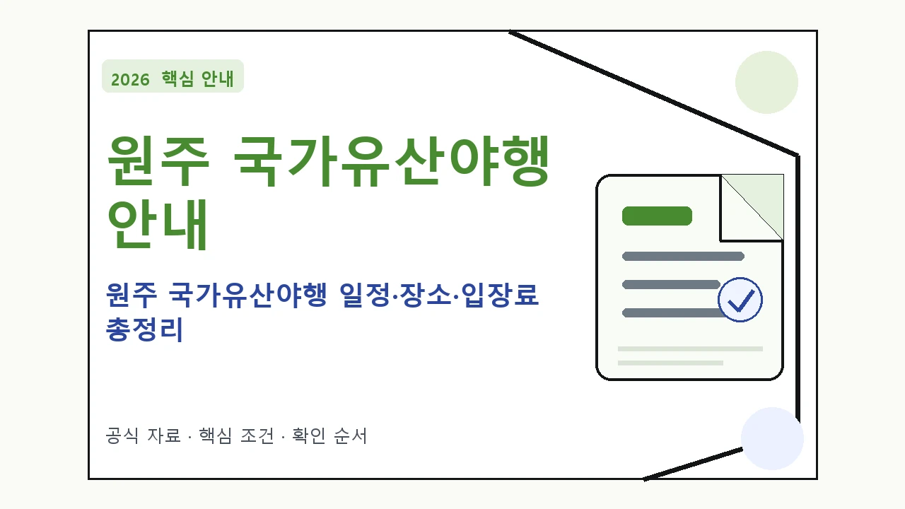 2026 원주 국가유산야행 일정·장소·입장료 총정리 일정과 프로그램을 정리한 안내형 대표 이미지