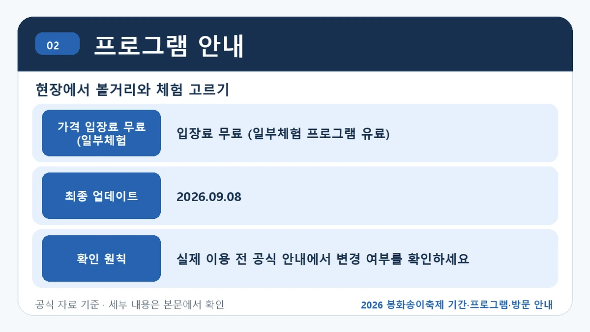 2026 봉화송이축제 기간·프로그램·방문 안내 프로그램 안내 핵심 정보를 정리한 안내 이미지